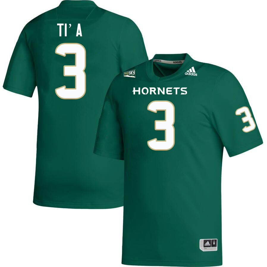 Sacramento State Hornets #3 Malini Ti'a College Football Jerseys Stitched-Green